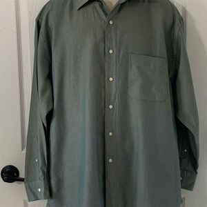 Murano Men's Green Long‎ Sleeve Button-Down Dress Shirt Size 17